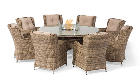 Seville 8 Seater Round Fire Pit Table Set